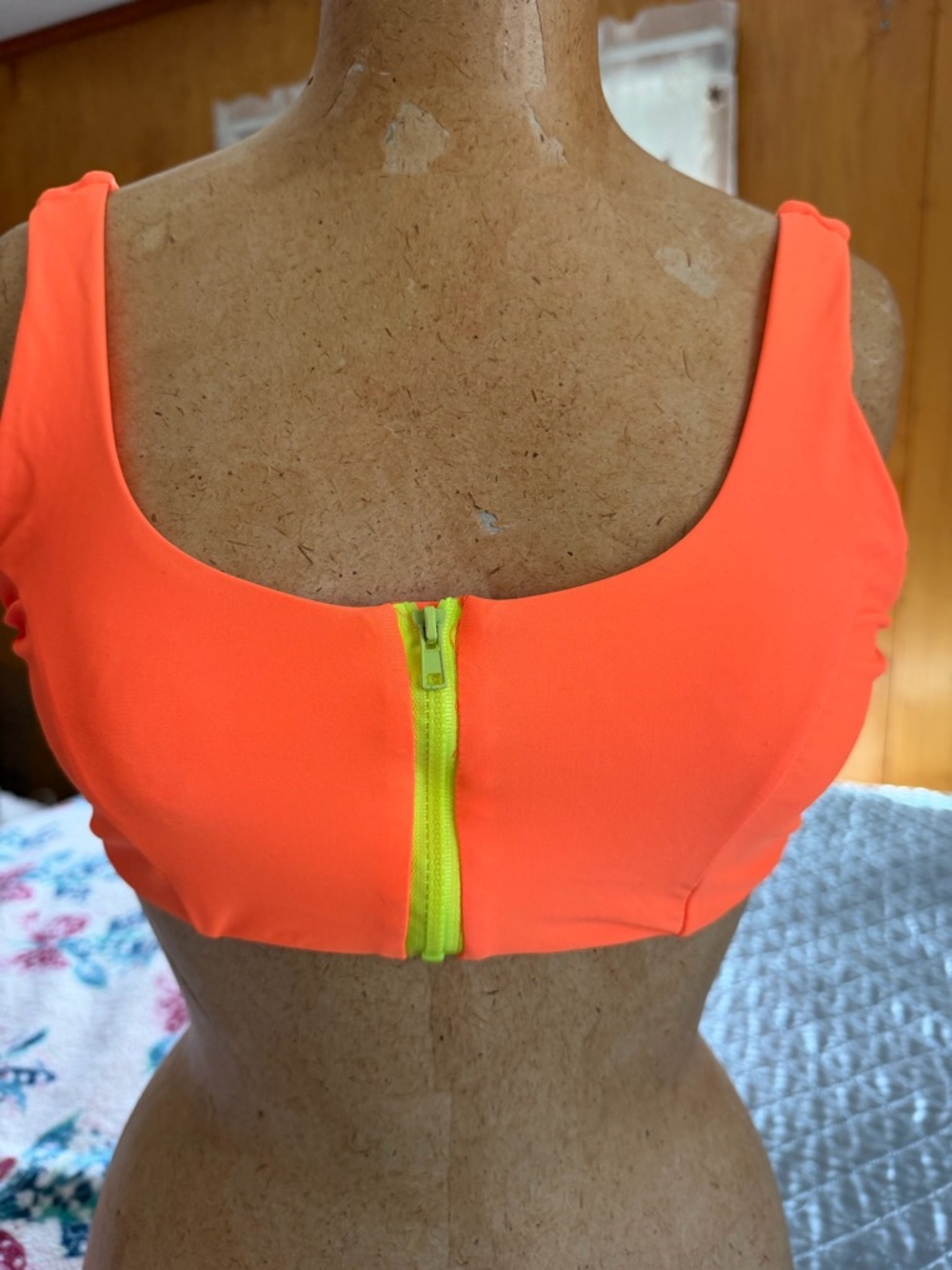 SHEIN Neon Orange Swim Top